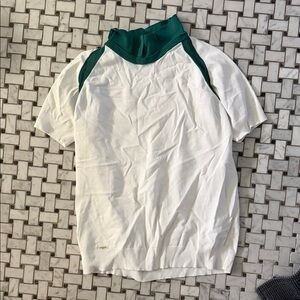 Women's White Knit Top with Green Trim tennis / golf top